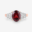 2.87 Carat Genuine Rhodolite and White Diamond 14K Rose Gold Ring