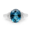 4.26 Carat Genuine London Blue Topaz & White Topaz .925 Sterling Silver Ring
