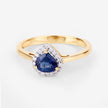 0.73 Carat Genuine Blue Sapphire and White Diamond 14K Yellow Gold Ring