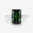 6.16 Carat Genuine Green Tourmaline and White Diamond 14K White Gold Ring