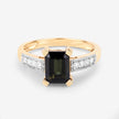 1.91 Carat Genuine Green Tourmaline and White Diamond 14K Yellow Gold Ring