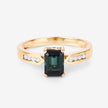 1.19 Carat Genuine Green Tourmaline and White Diamond 14K Yellow Gold Ring