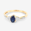 0.53 Carat Genuine Blue Sapphire and White Diamond 10K Yellow Gold Ring