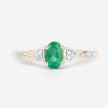 0.49 Carat Genuine Zambian Emerald and White Diamond 10K Yellow Gold Ring