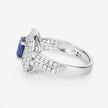 1.96 Carat Genuine Blue Sapphire and White Diamond 18K White Gold Ring