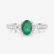0.82 Carat Genuine Zambian Emerald and White Diamond 10K White Gold Ring