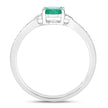 0.82 Carat Genuine Zambian Emerald and White Diamond 10K White Gold Ring
