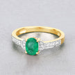 0.82 Carat Genuine Zambian Emerald and White Diamond 10K Yellow Gold Ring