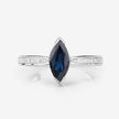 1.44 Carat Genuine Blue Sapphire and White Diamond 14K White Gold Ring