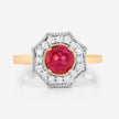 2.01 Carat Genuine Ruby and White Diamond 14K Yellow Gold Ring
