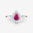 0.92 Carat Genuine Ruby and White Diamond 14K White Gold Ring
