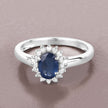 1.11 Carat Genuine Blue Sapphire and White Diamond 10K White Gold Ring