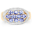 14K Yellow Gold Plated 1.70 Carat Genuine Tanzanite .925 Sterling Silver Ring