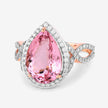 5.34 Carat Genuine Morganite and White Diamond 14K Rose Gold Ring