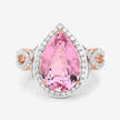 5.34 Carat Genuine Morganite and White Diamond 14K Rose Gold Ring