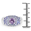 2.43 Carat Genuine Amethyst and Tanzanite .925 Sterling Silver Ring