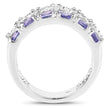 2.05 Carat Genuine Tanzanite and White Topaz .925 Sterling Silver Ring