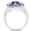 2.19 Carat Genuine Amethyst and Tanzanite .925 Sterling Silver Ring