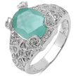 2.52 Carat Genuine Emerald & White Topaz .925 Sterling Silver Ring