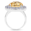 5.78 Carat Genuine Citrine and Tanzanite .925 Sterling Silver Ring