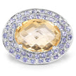 5.78 Carat Genuine Citrine and Tanzanite .925 Sterling Silver Ring
