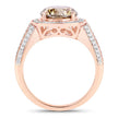 IGI Certified 3.01 Carat Genuine Brown Diamond Center and 0.52cttw White Diamond 18K Rose Gold Ring (3.53cttw)