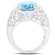 11.29 Carat Genuine Blue Topaz and White Topaz .925 Sterling Silver Ring