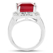 6.36 Carat Glass Filled Ruby and White Topaz .925 Sterling Silver Ring