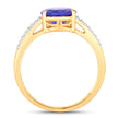 2.67 Carat Genuine Tanzanite and White Diamond 14K Yellow Gold Ring