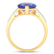 2.66 Carat Genuine Tanzanite and White Diamond 14K Yellow Gold Ring