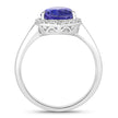 2.89 Carat Genuine Tanzanite and White Diamond 14K White Gold Ring