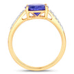 2.80 Carat Genuine Tanzanite and White Diamond 14K Yellow Gold Ring