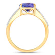 3.26 Carat Genuine Tanzanite and White Diamond 14K Yellow Gold Ring