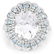 5.90 Carat Genuine Crystal Quartz and Swiss Blue Topaz .925 Sterling Silver Ring