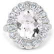 5.90 Carat Genuine Crystal Quartz and Swiss Blue Topaz .925 Sterling Silver Ring