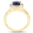 14K Yellow Gold Plated 4.07 Carat Dyed Sapphire and White Topaz .925 Sterling Silver Ring