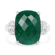 8.50 Carat Dyed Emerald and White Topaz .925 Sterling Silver Ring