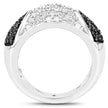 0.99 Carat Genuine Black Diamond and White Diamond .925 Sterling Silver Ring