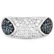 0.94 Carat Genuine Blue Diamond and White Diamond .925 Sterling Silver Ring