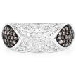 0.94 Carat Genuine Champagne Diamond and White Diamond .925 Sterling Silver Ring