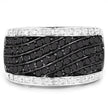 0.79 Carat Genuine Black Diamond and White Diamond .925 Sterling Silver Ring