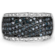0.80 Carat Genuine Blue Diamond and White Diamond .925 Sterling Silver Ring