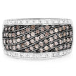 0.87 Carat Genuine Champagne Diamond and White Diamond .925 Sterling Silver Ring