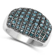 0.83 Carat Genuine Blue Diamond and White Diamond .925 Sterling Silver Ring
