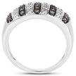 0.83 Carat Genuine Champagne Diamond and White Diamond .925 Sterling Silver Ring