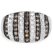 0.83 Carat Genuine Champagne Diamond and White Diamond .925 Sterling Silver Ring