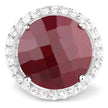 13.10 Carat Dyed Ruby and White Topaz .925 Sterling Silver Ring