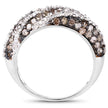 1.25 Carat Genuine Champagne Diamond & White Diamond .925 Sterling Silver Ring