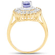 14K Yellow Gold Plated 2.16 Carat Genuine Tanzanite & White Topaz .925 Sterling Silver Ring