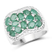 2.20 Carat Genuine Emerald & White Topaz .925 Sterling Silver Ring
